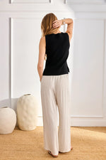 Load image into Gallery viewer, Ivory Pinstripe Pleated Trousers
