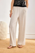 Load image into Gallery viewer, Ivory Pinstripe Pleated Trousers
