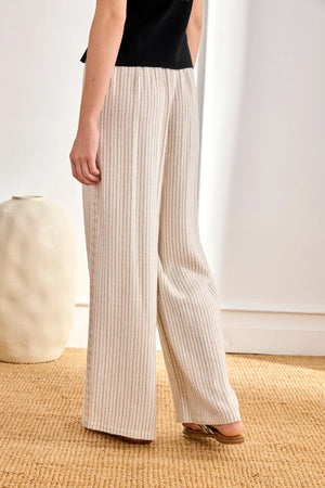 Ivory Pinstripe Pleated Trousers