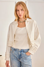 Load image into Gallery viewer, White Short Denim Jacket
