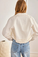 Load image into Gallery viewer, White Short Denim Jacket
