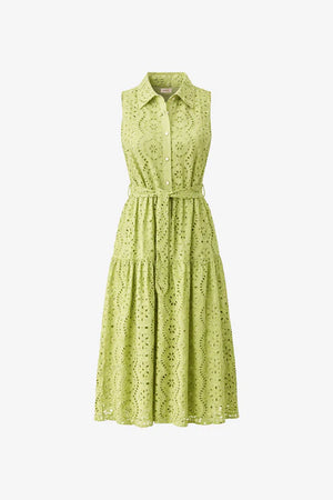 Green Open Embroidery Dress