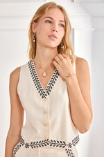 Load image into Gallery viewer, Ivory Embroidered Borders Waistcoat
