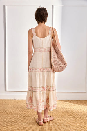 Ecru Embroidered Floral Dress