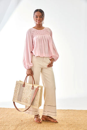 Rose Geometric Pleated Blouse