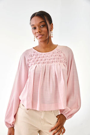 Rose Geometric Pleated Blouse