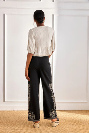 Ivory Pinstripe and Ties Blouse
