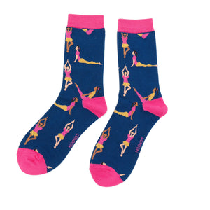 Navy Yoga Poses Socks