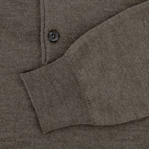 Lorenzoni Premium Quality Merino Wool Button Polo Light Brown