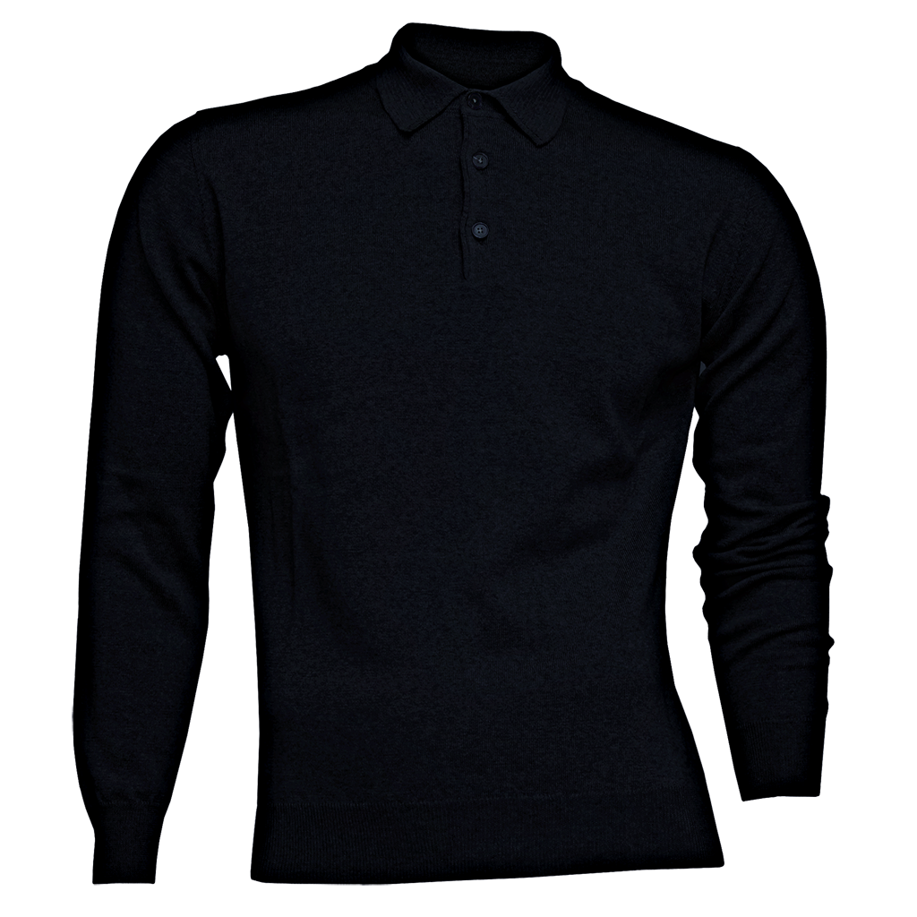 Lorenzoni Premium Quality Merino Wool Button Polo Navy