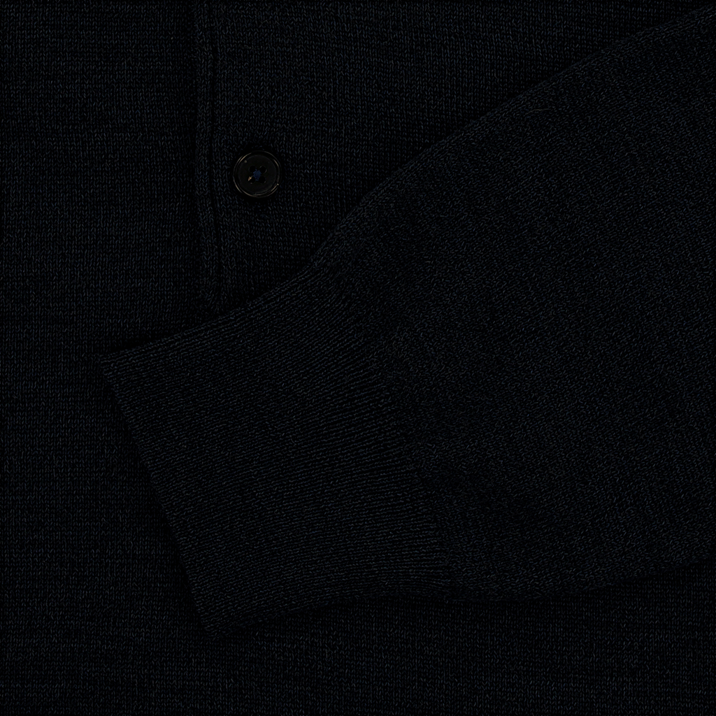 Lorenzoni Premium Quality Merino Wool Button Polo Navy