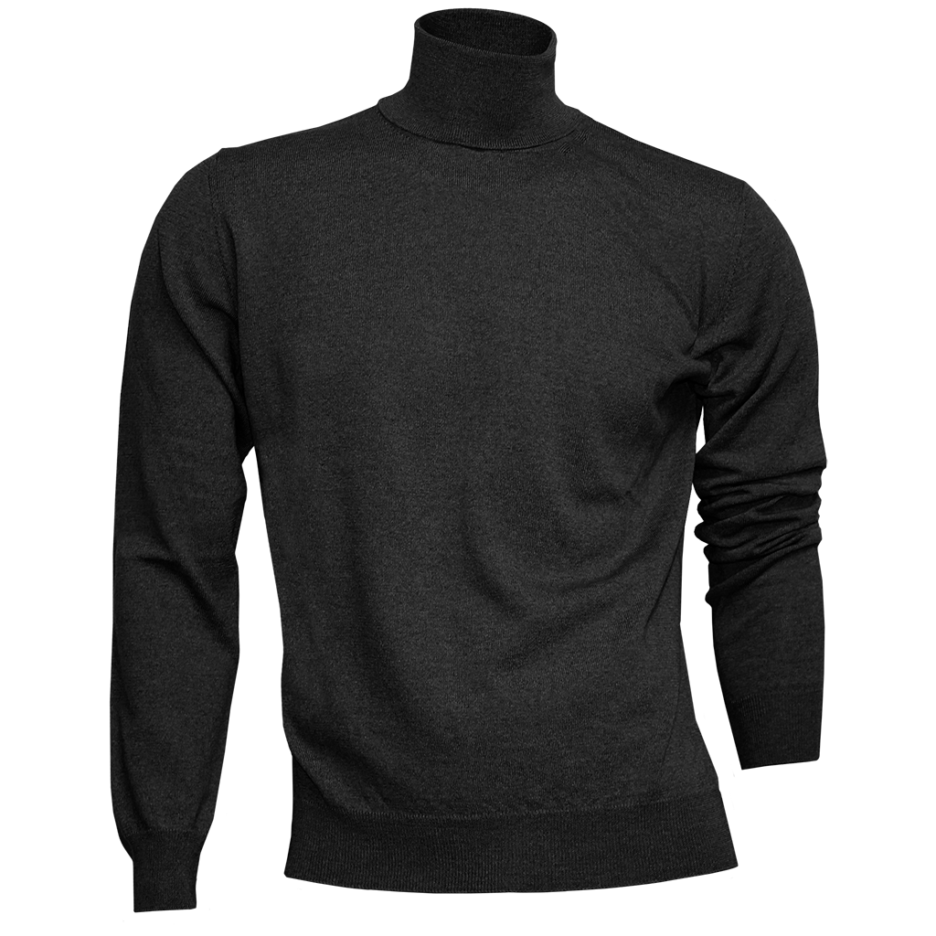 Lorenzoni Premium Quality Merino Wool Roll Neck Charcoal