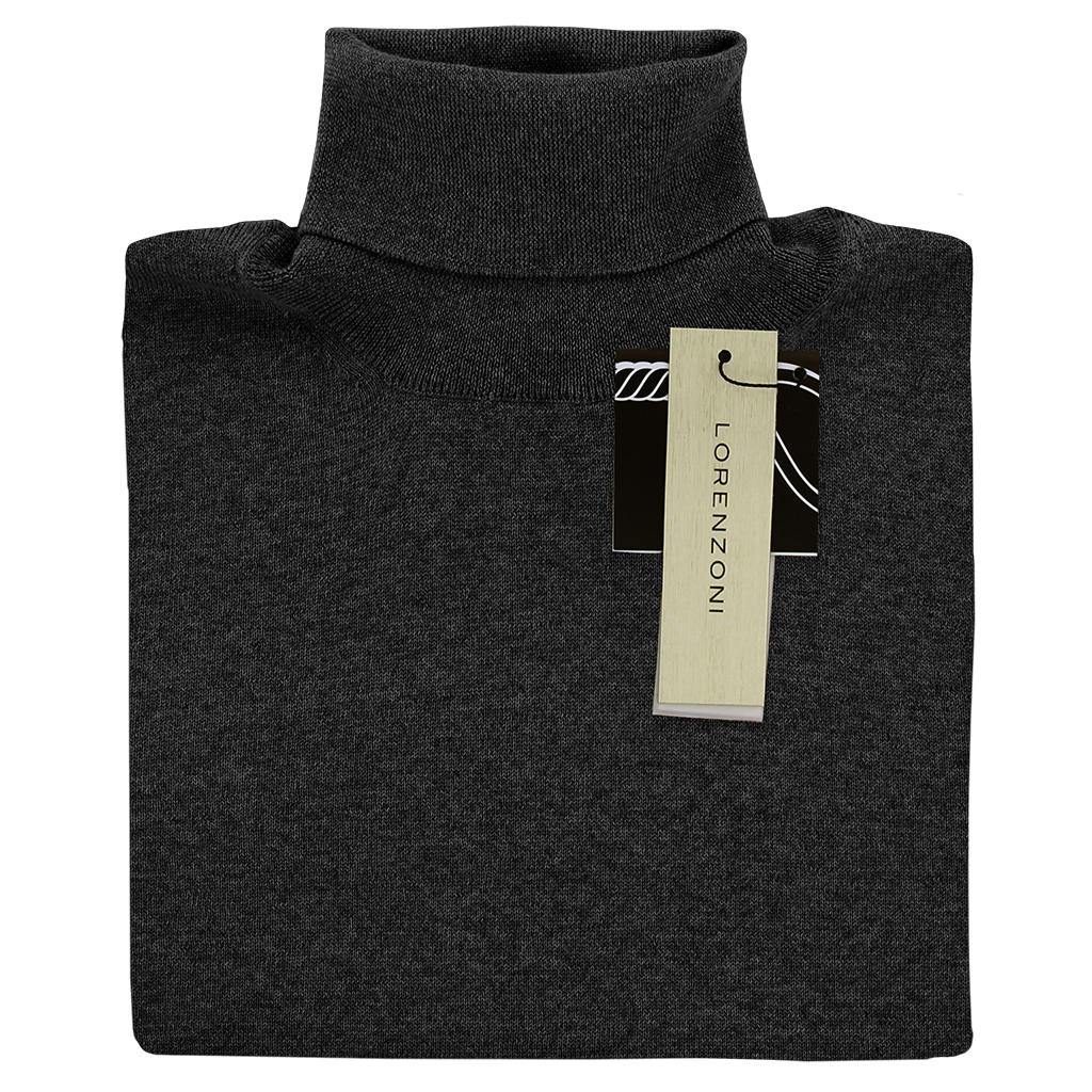 Lorenzoni Premium Quality Merino Wool Roll Neck Charcoal