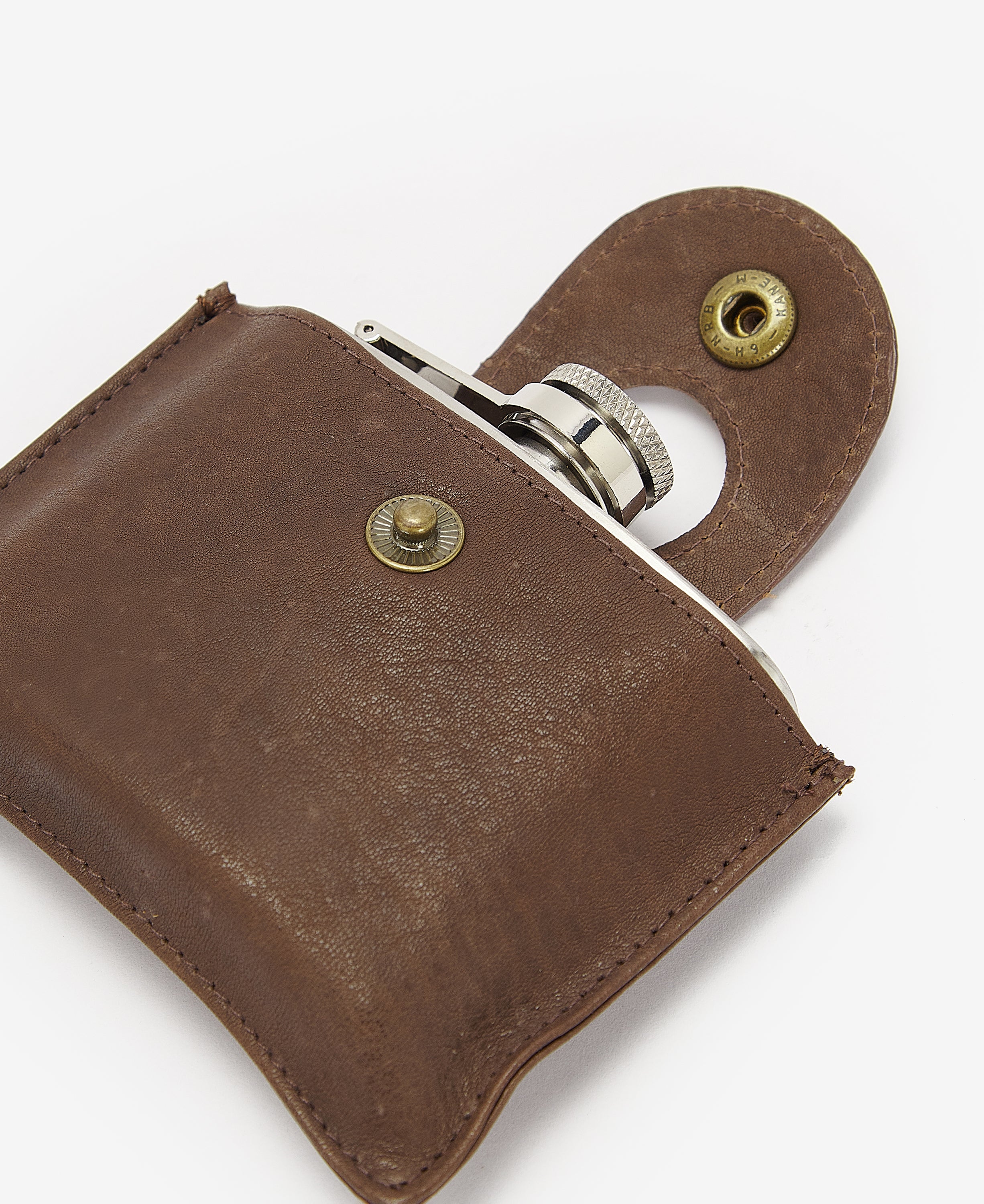Brown Hinged Hip Flask