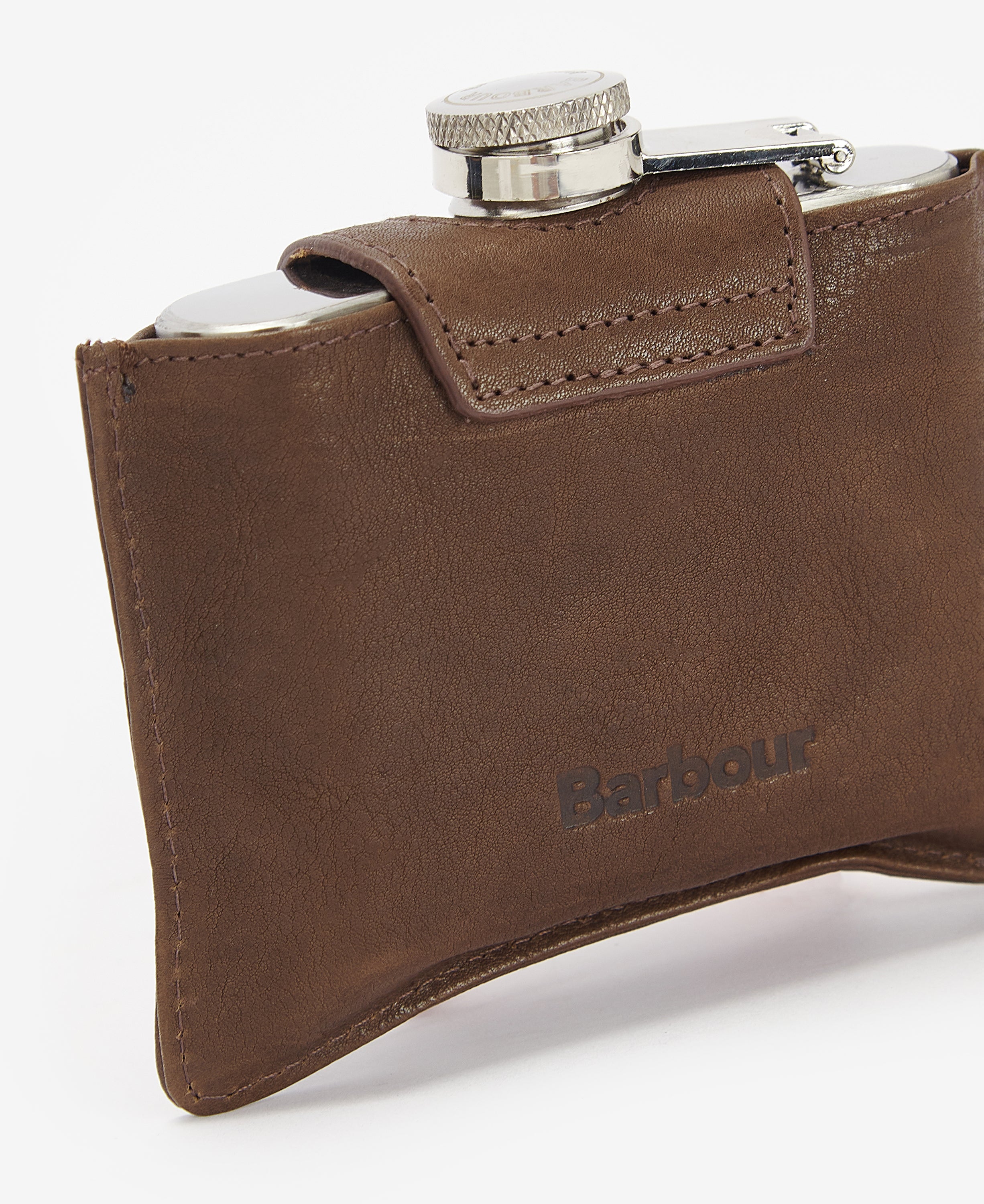 Brown Hinged Hip Flask