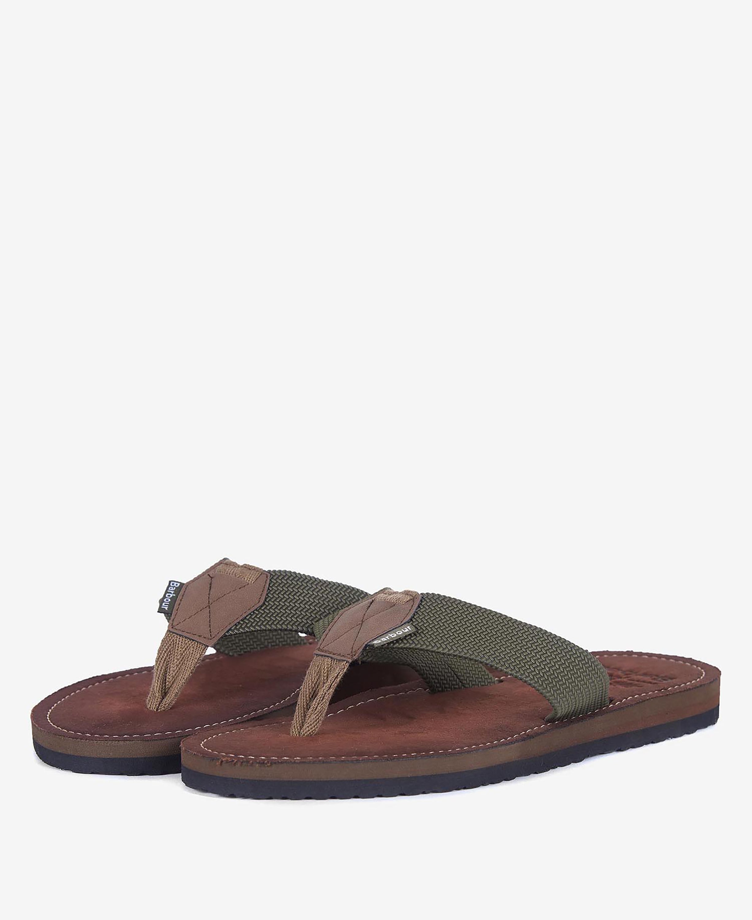 Barbour Olive Toeman Beach Flip Flop