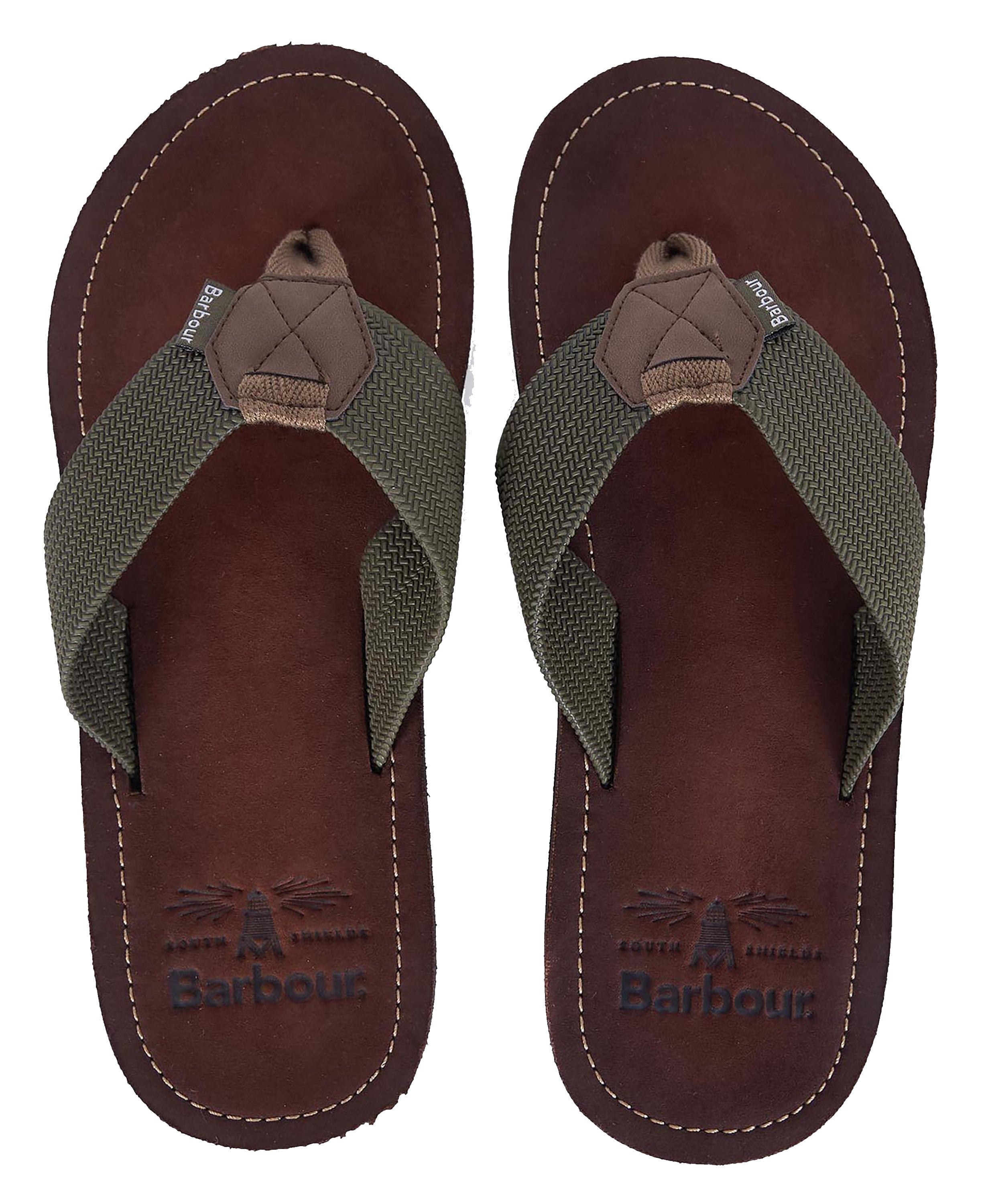 Barbour Olive Toeman Beach Flip Flop