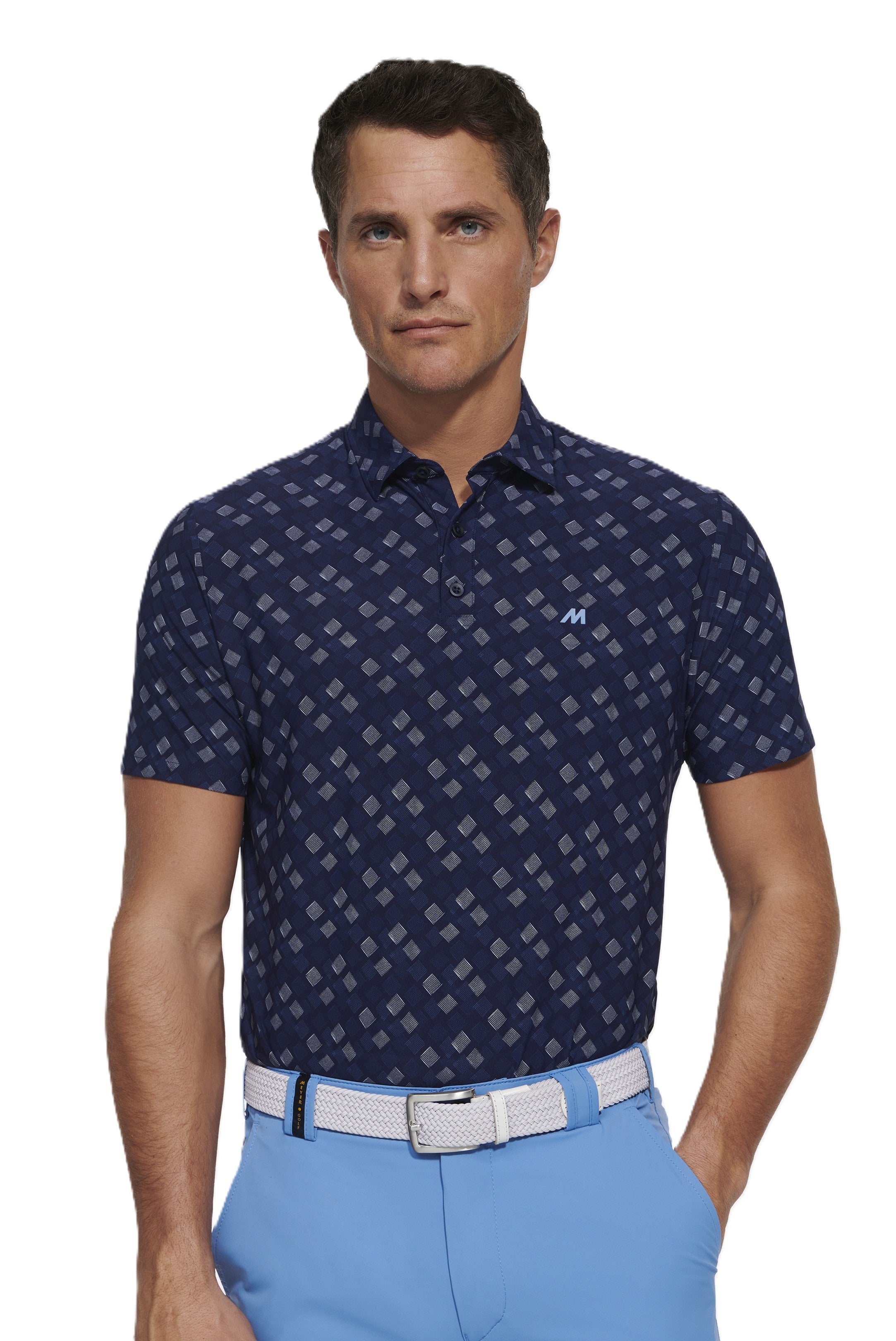 Navy Print Polo Shirt