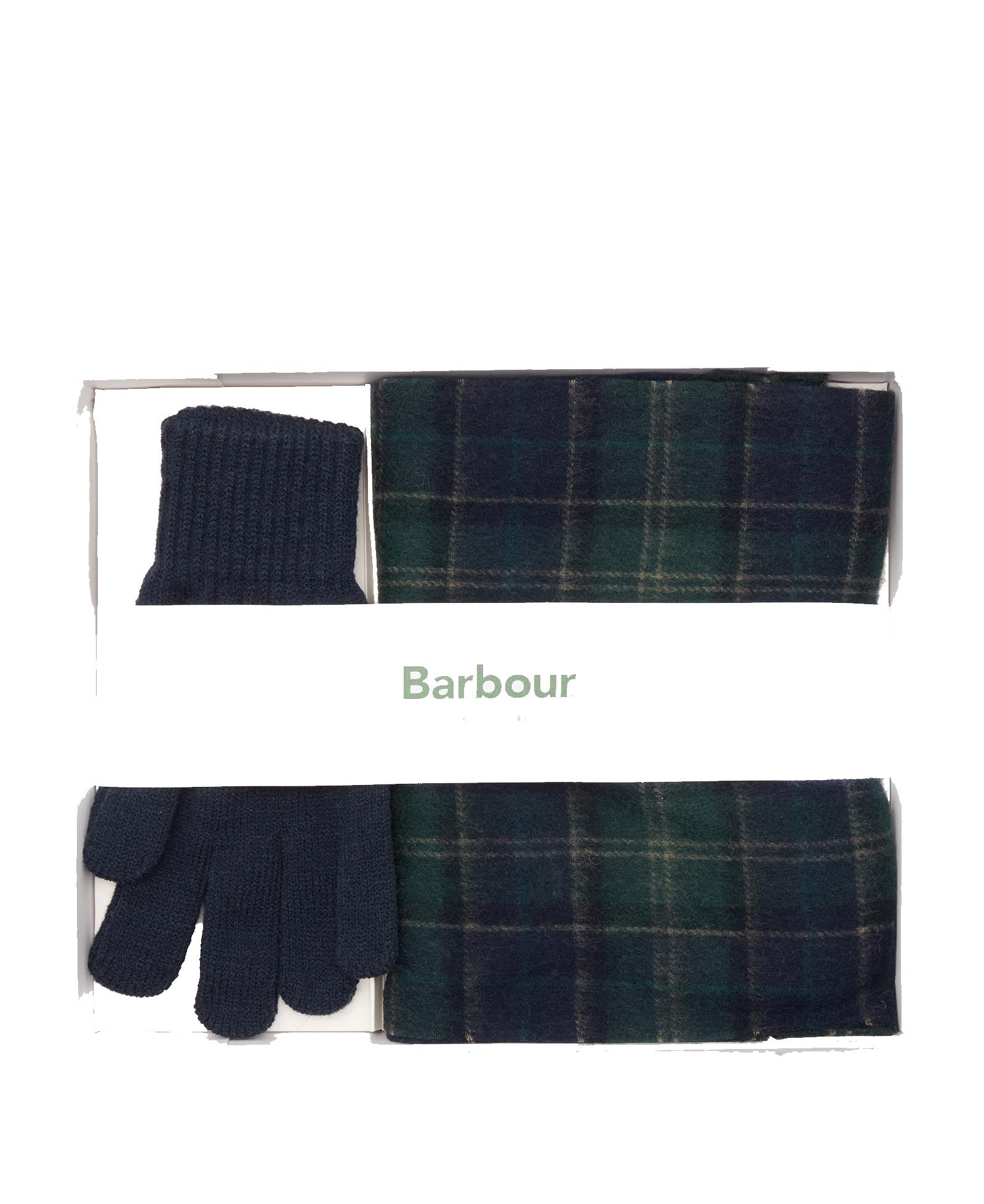 Barbour Tartan Scarf & Gloves Gift Set Green