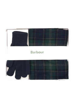 Barbour Tartan Scarf & Gloves Gift Set Green