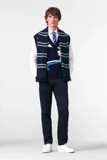 Load image into Gallery viewer, Navy Wave Texture Stretch Chinos

