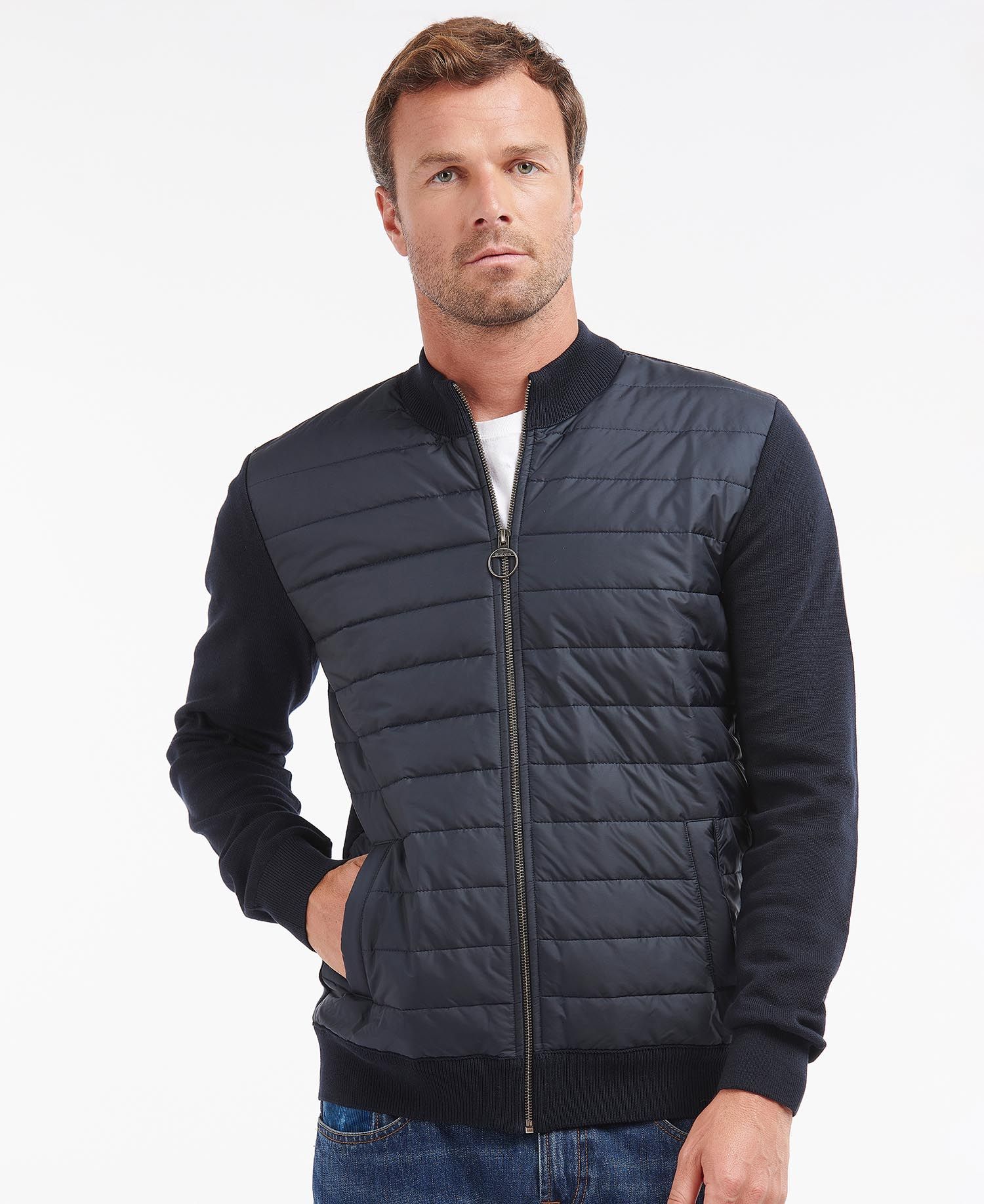 Barbour Navy Carn Baffle Zip Though Sweater