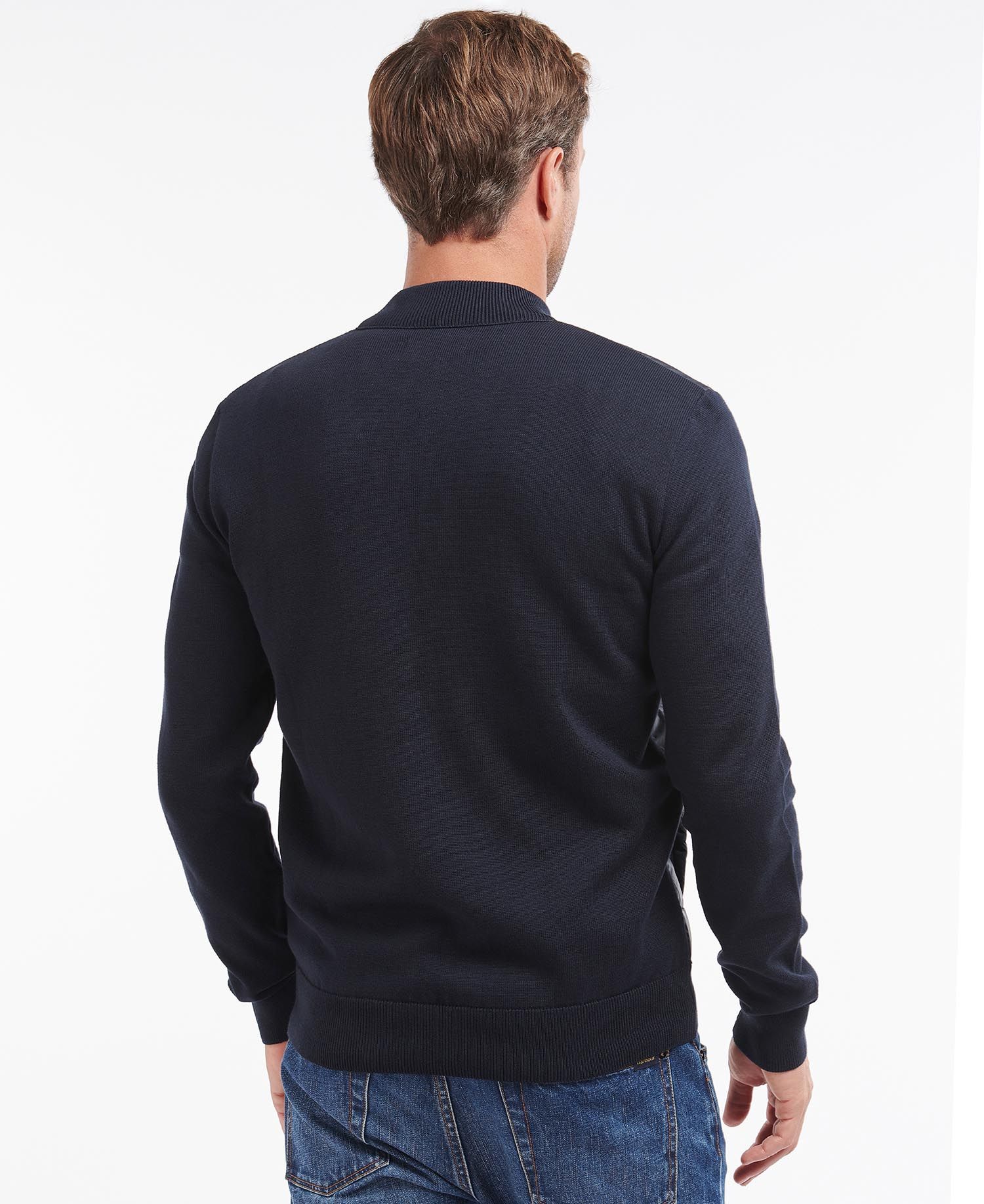 Barbour Navy Carn Baffle Zip Though Sweater