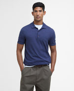 Load image into Gallery viewer, Barbour Navy Buston Short Sleeve Knitted Polo Shirt
