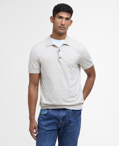 Barbour White Buston Short Sleeve Knitted Polo Shirt