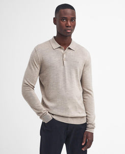 Barbour International Stone Merlin Merino Wool Polo Jumper