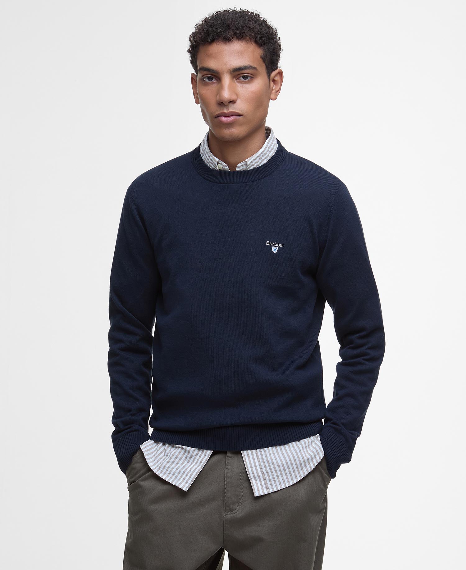 Barbour Navy Lingwood Compact Cotton Crew Neck Sweater