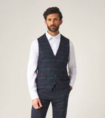 Load image into Gallery viewer, Navy Check Tweed Doyle Waistcaot
