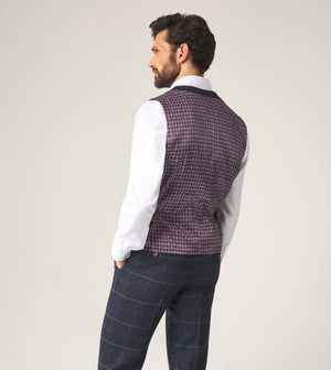 Navy Check Tweed Doyle Waistcaot