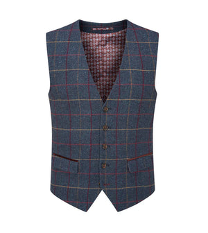 Navy Check Tweed Doyle Waistcaot