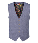 Load image into Gallery viewer, Blue Herringbone Tweed Jude Waistcoat
