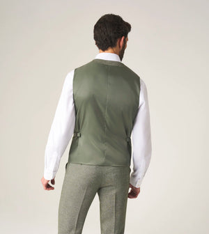 Sage Herringbone Tweed Jude Waistcoat