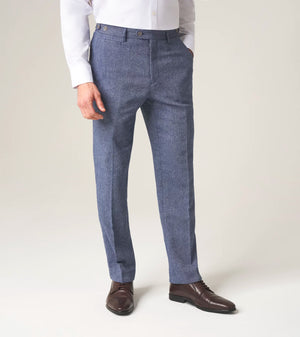 Blue Herringbone Tweed Jude Trousers