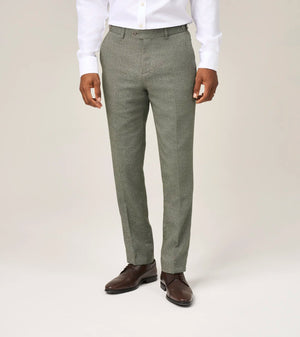 Sage Herringbone Tweed Jude Trousers