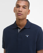 Load image into Gallery viewer, Navy Tartan Pique Polo Shirt
