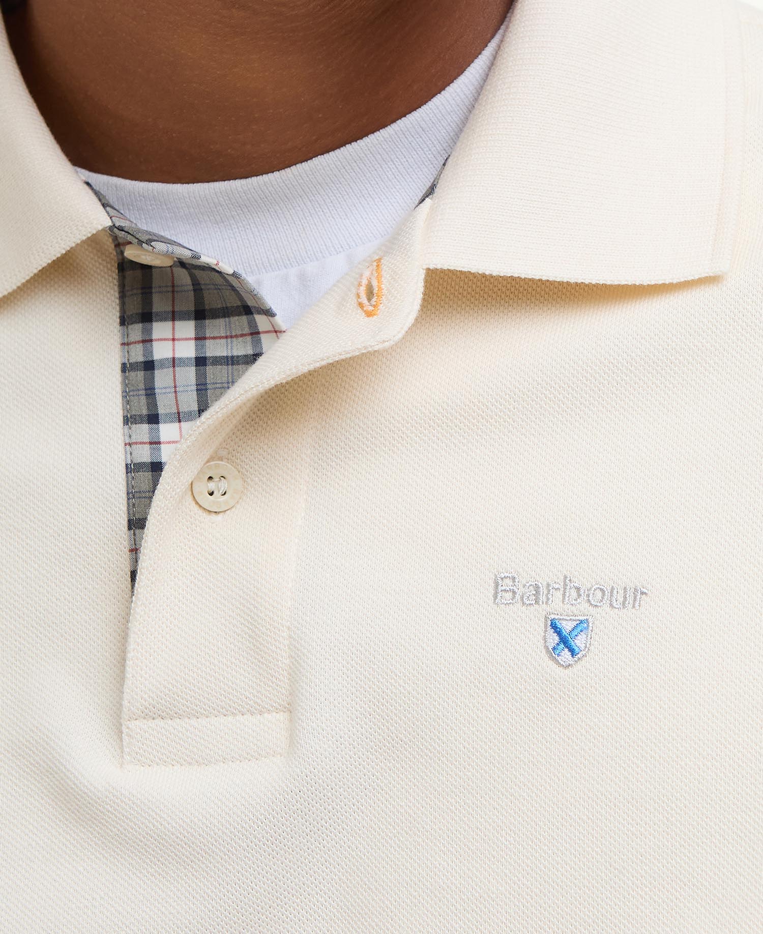 Tartan Pique Polo Shirt White