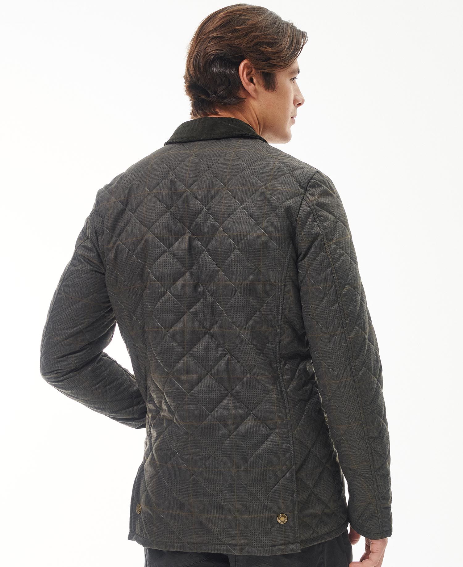 Barbour Olive Checked Heritage Liddesdale Quilted Jacket