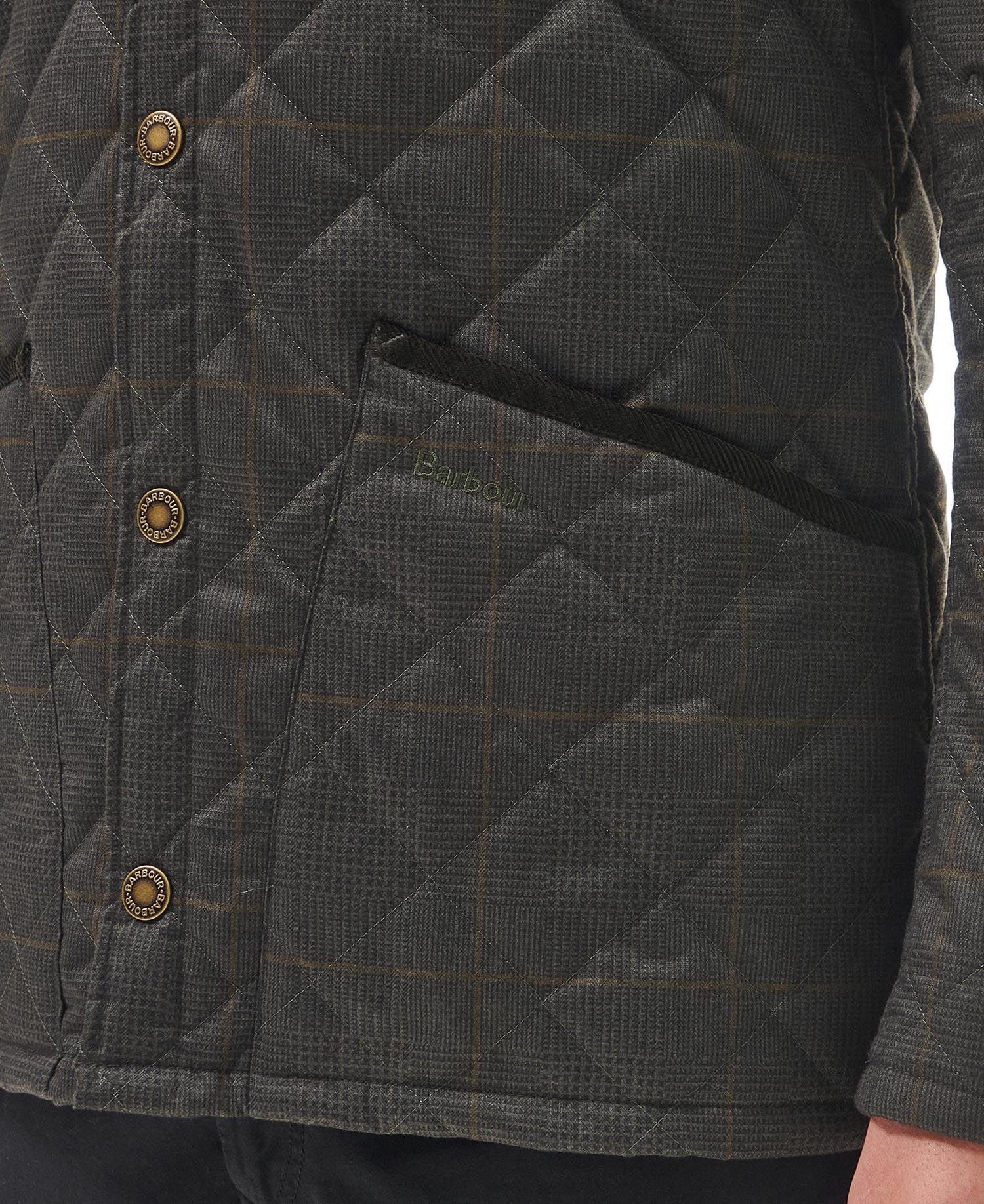 Barbour Olive Checked Heritage Liddesdale Quilted Jacket
