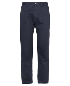 Navy Sueded Sateen Trousers