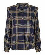 Load image into Gallery viewer, Navy Brionis Checked Blouse
