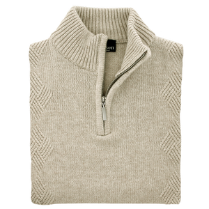 Franco Ponti Massoti Fine Merino Wool Half Zip Beige