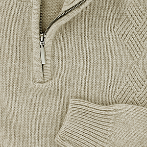 Merino Wool Half Zip Beige