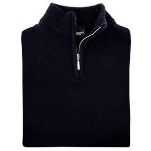 Merino Wool Half Zip Navy