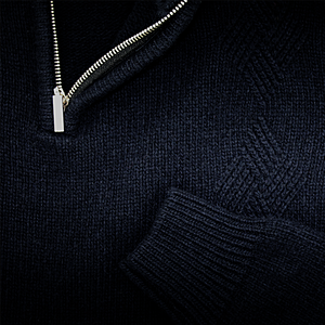 Merino Wool Half Zip Navy