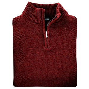 Franco Ponti Massoti Fine Merino Wool Half Zip Wine