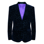 Load image into Gallery viewer, Navy Flocked Jacket Regular Length
